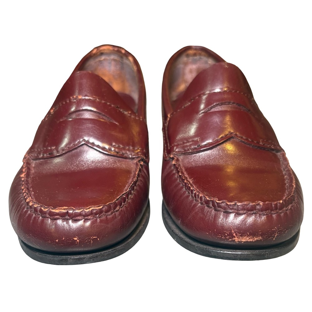 Bass Womens Burgundy Leather Penny Loafers Size 6 B Slip On Shoes 721W Preppy - Picture 4 of 8